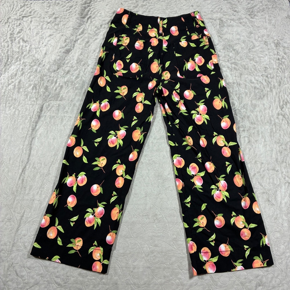 Anthropologie Maeve The Colette Peach Print Wide Leg Pants Size 26 Fruit - Picture 2 of 9
